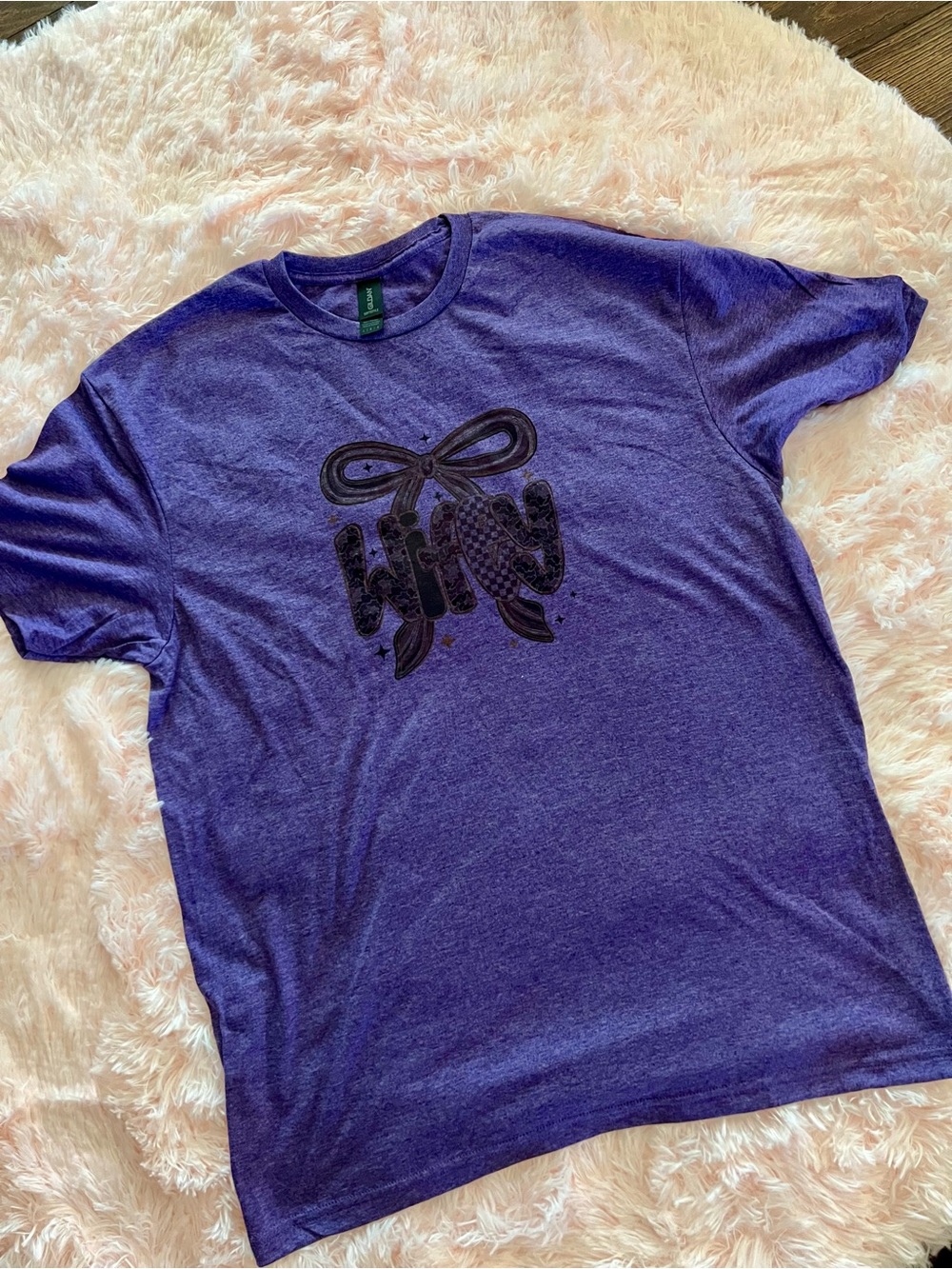 Purple Graphic Crewneck T-Shirt - Camo Wifey - NEW S0003